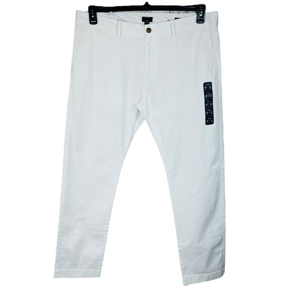 J. Crew Mens SZ 38x32 Flex Slim Pants Zip-Fly Slash Pockets Straight Leg White - Picture 1 of 9